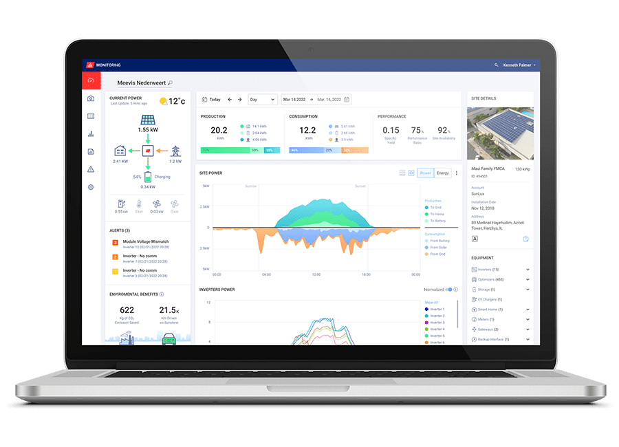 SolarEdge 3 phase inverter monitoring on computer